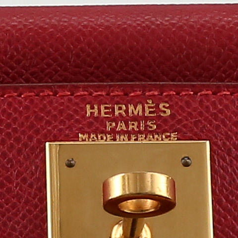 Borsa Hermès  Kelly 28 cm in pelle Courchevel rossa - Detail D2