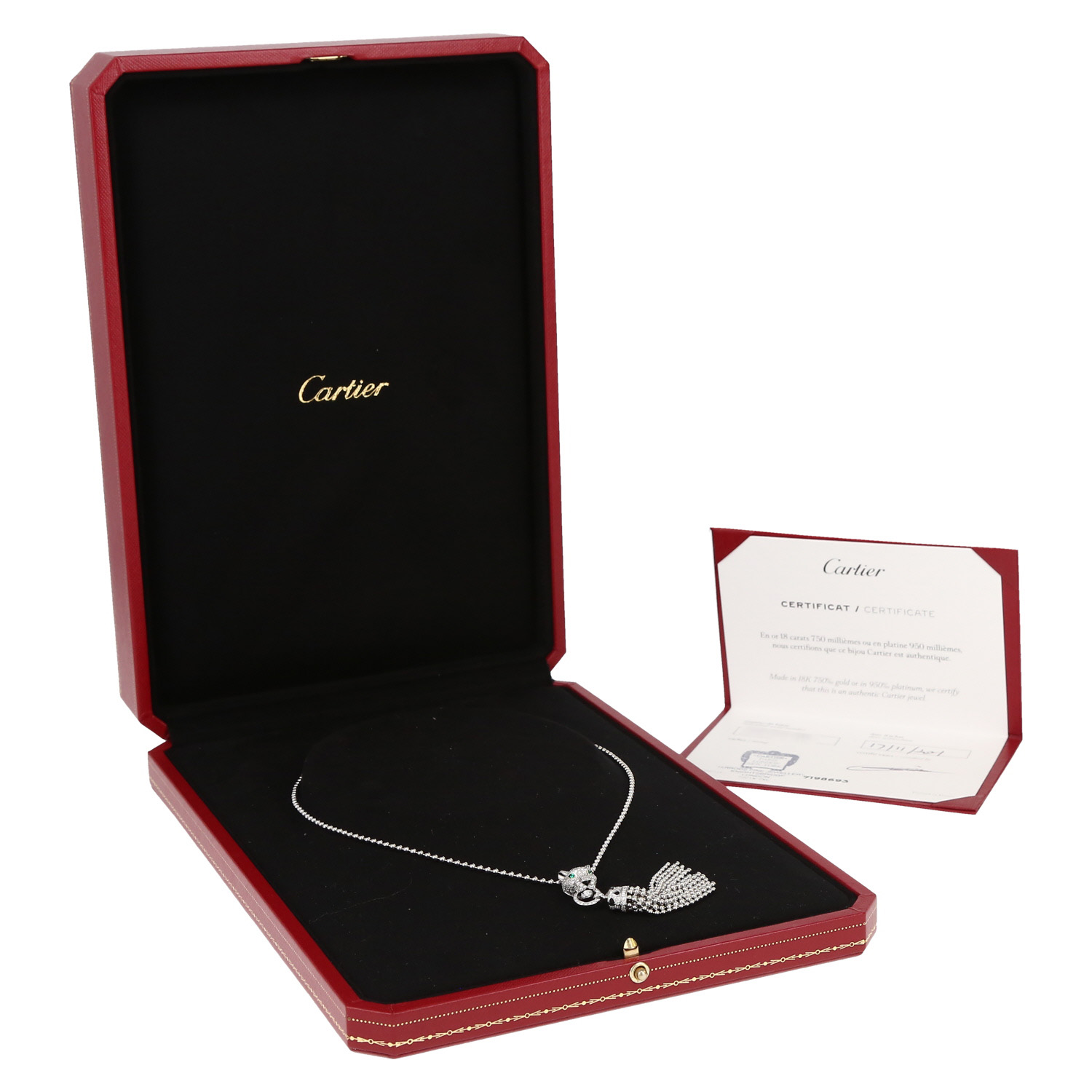 Collana Cartier Panthère in oro bianco, diamanti e smeraldo - Detail D2