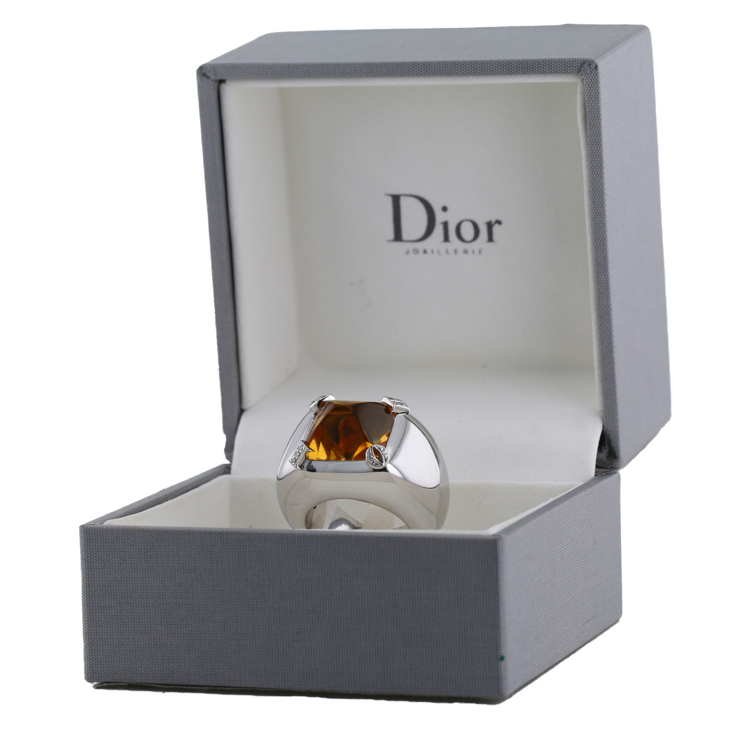 Bague Dior Mitza en or blanc, citrine et diamants - Detail D2