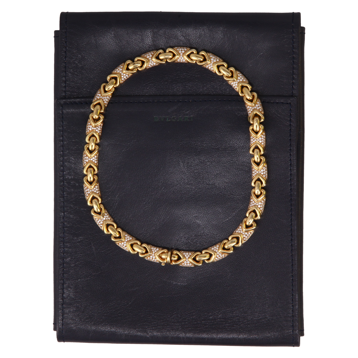 Bulgari Doppio Cuore  1980's necklace in yellow gold and diamonds - Detail D2