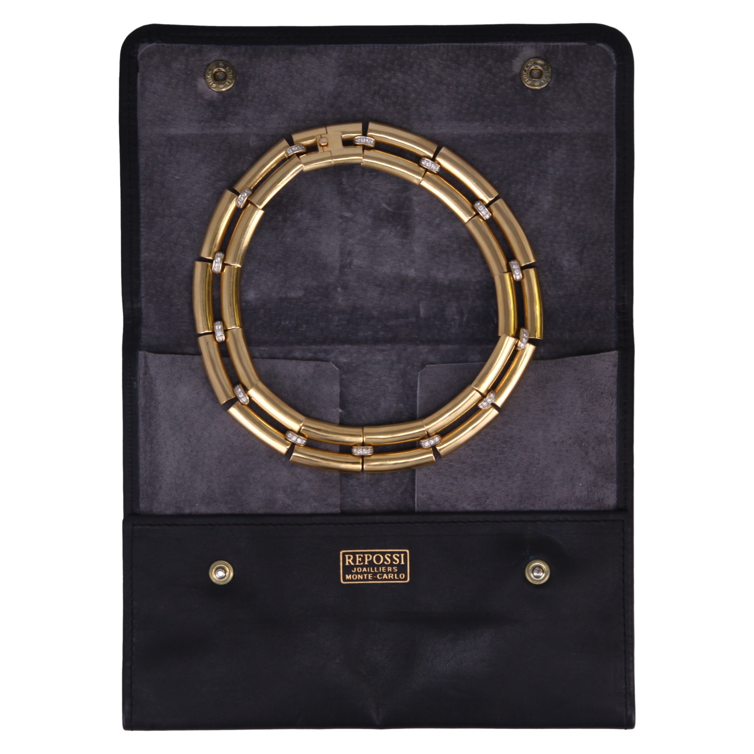 Collar época años 80 articulado Repossi  de oro amarillo, oro blanco y diamantes - Detail D3