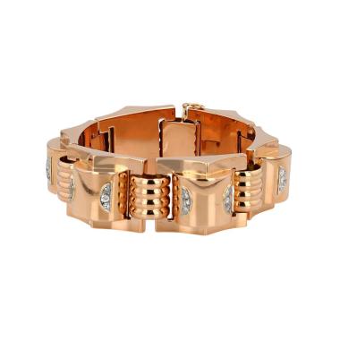 Bracciale Tank Vintage  in platino, oro giallo e diamanti