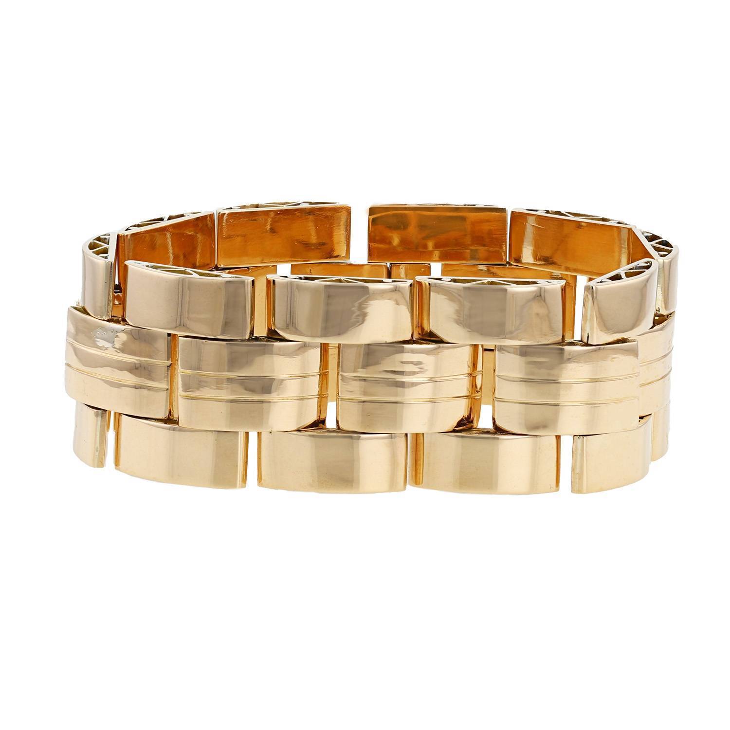 Bracelet Tank années 40 Vintage  en or jaune - 00pp