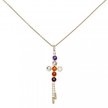 Chaumet Amour necklace in yellow gold, colored stones and diamonds