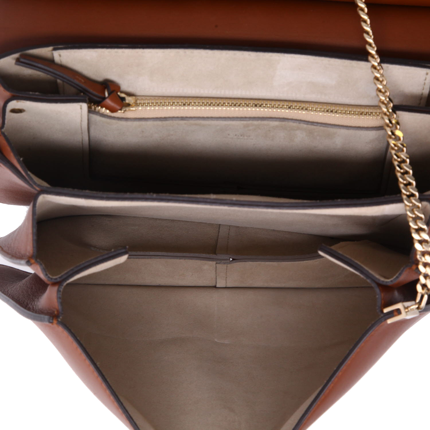 Chloé  Faye handbag  in brown leather  and orange suede - Detail D3