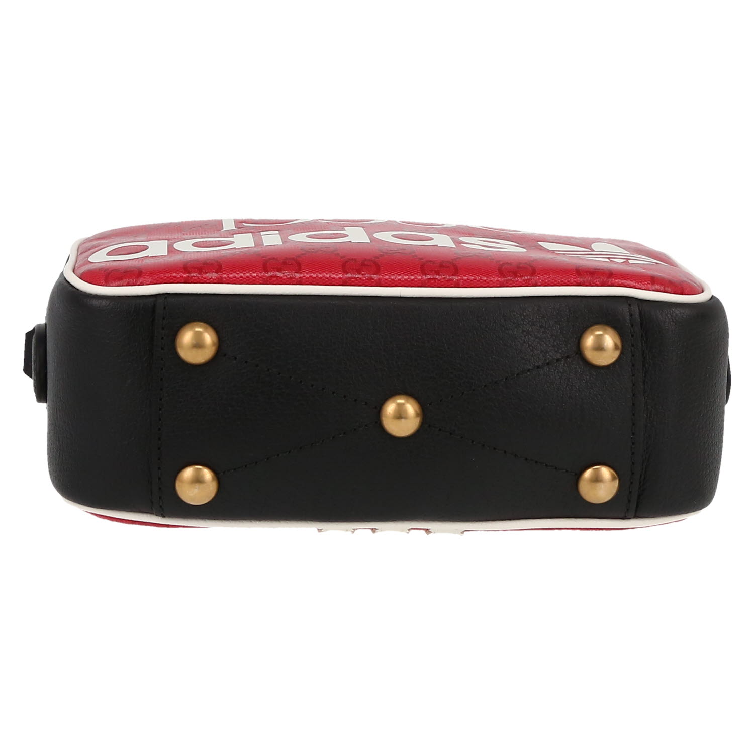 Gucci édition limitée Gucci x Adidas   shoulder bag  in red monogram canvas  and black leather - Detail D1