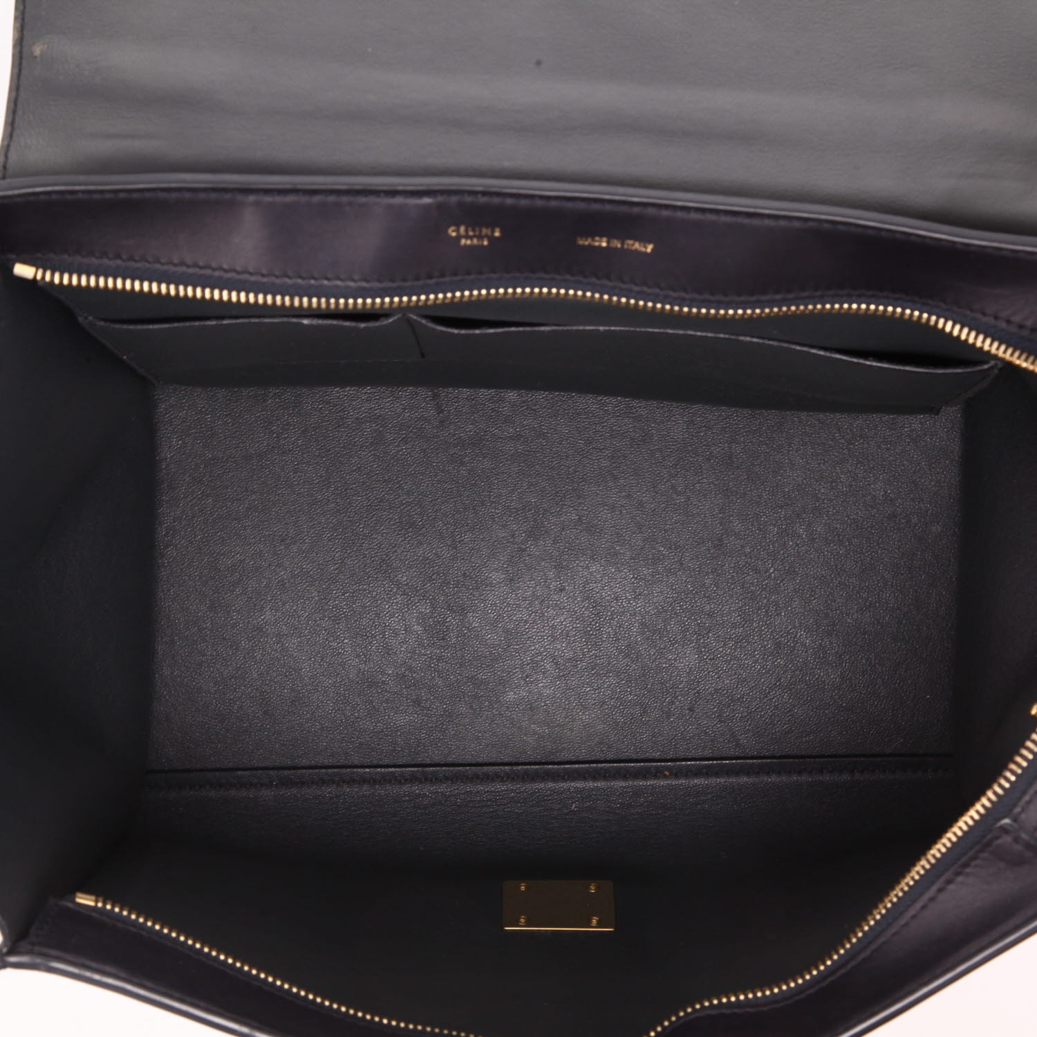 Celine  Trapeze handbag  in black, taupe and brown leather - Detail D3