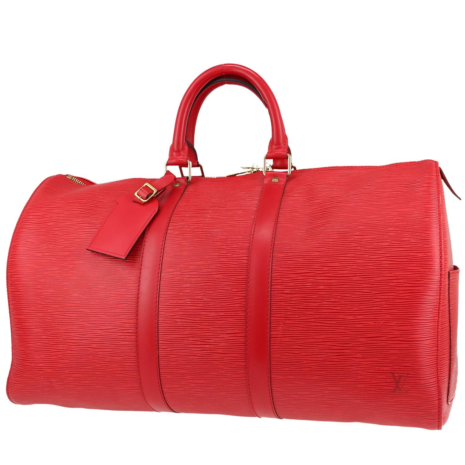 Louis Vuitton Keepall 45 travel bag in red epi leather
