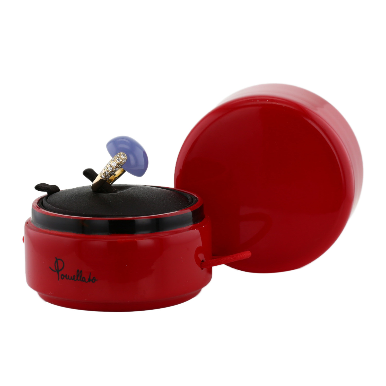 Bague Pomellato Luna en or blanc non rhodié, calcédoine et diamants en calcédoine et en bleu - Detail D2