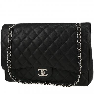 Borsa a tracolla Chanel  Timeless Maxi Jumbo in pelle martellata e trapuntata nera