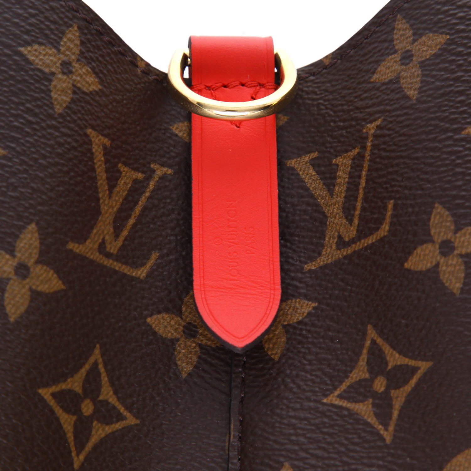 Borsa a spalla Louis Vuitton  NéoNoé in tela monogram e pelle rossa - Detail D2