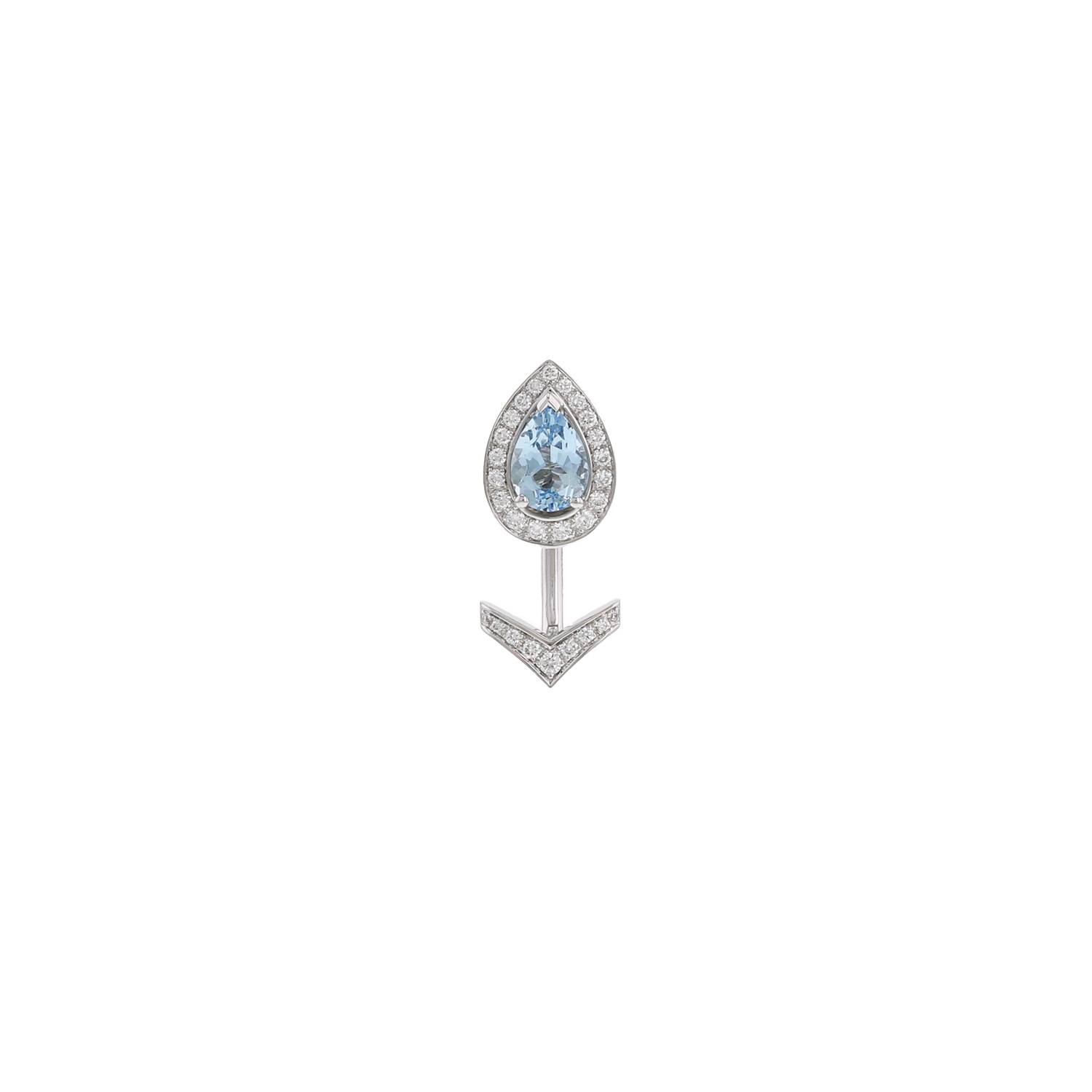Chaumet earring in white gold, diamonds and aquamarine
