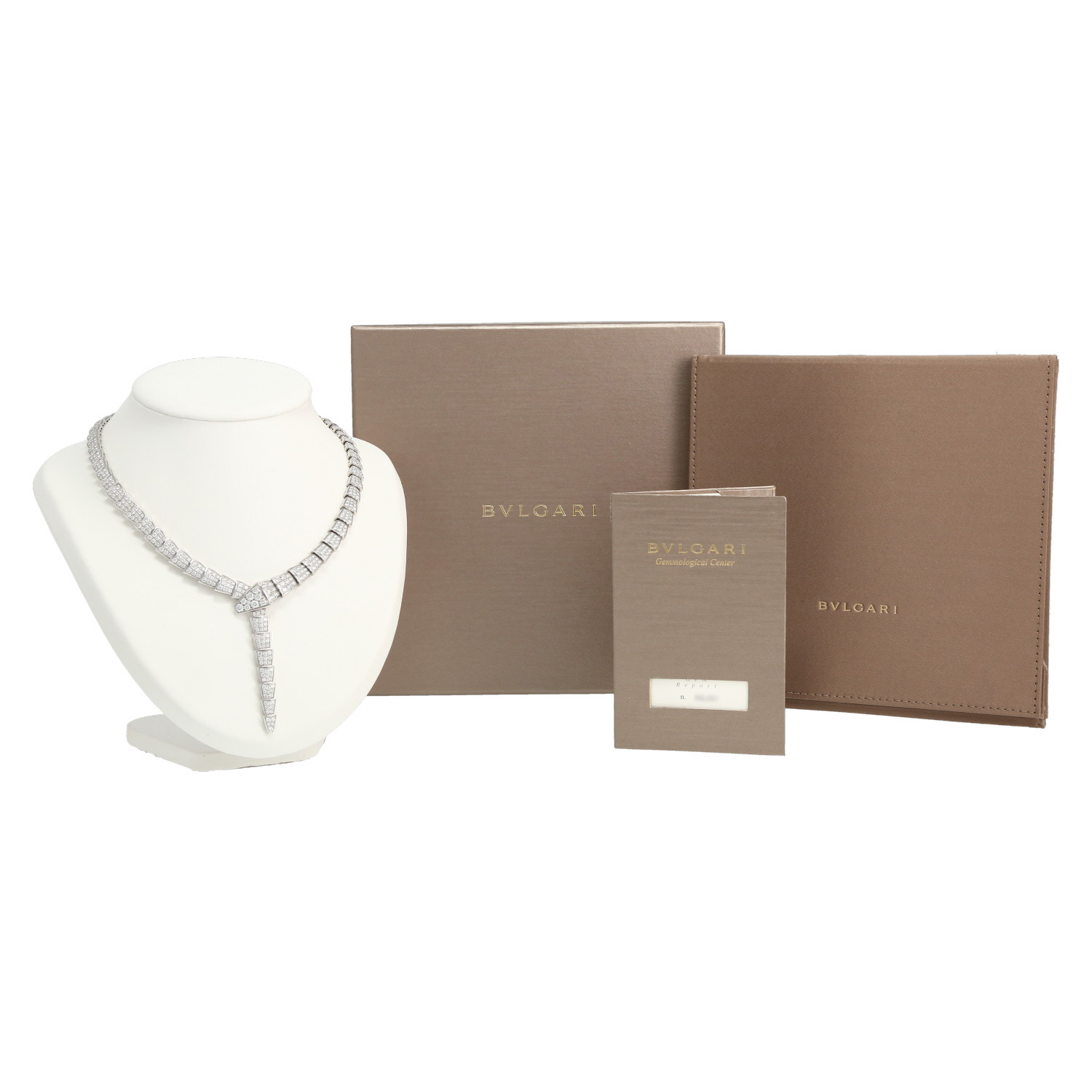 Articulated Bulgari Serpenti Viper large model necklace in white gold and diamonds - Detail D2