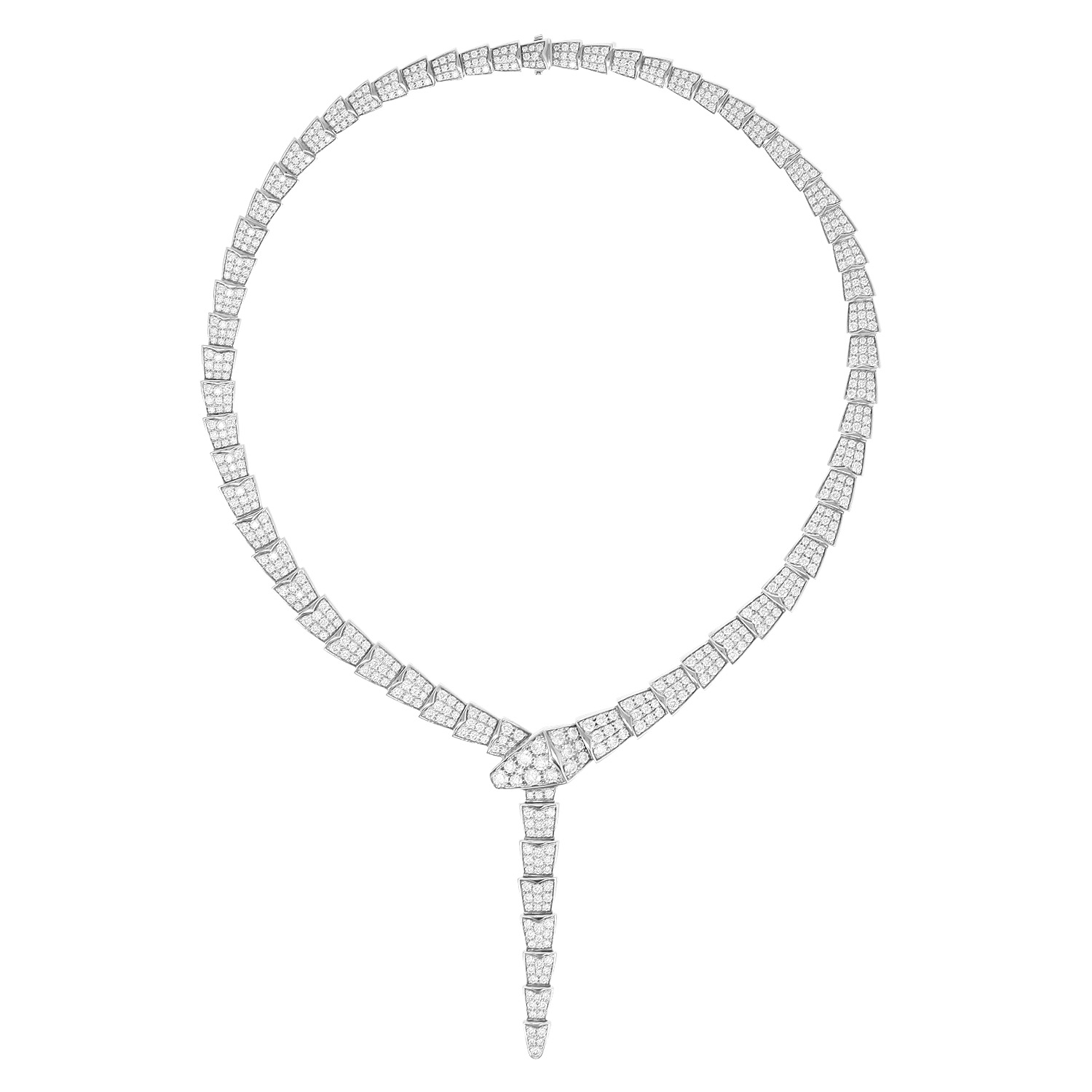 Collier articulé Bulgari Serpenti Viper grand modèle en or blanc et diamants - Detail D3