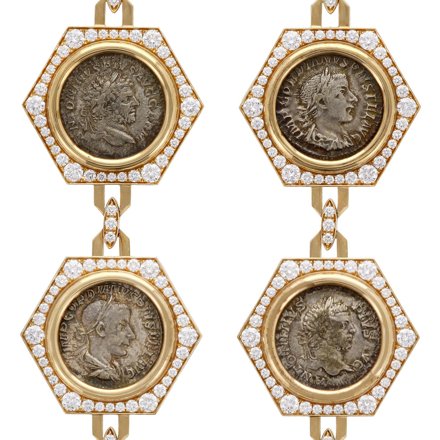 Bulgari Monete High Jewellery Necklace long necklace in pink gold, silver and diamonds - Detail D3