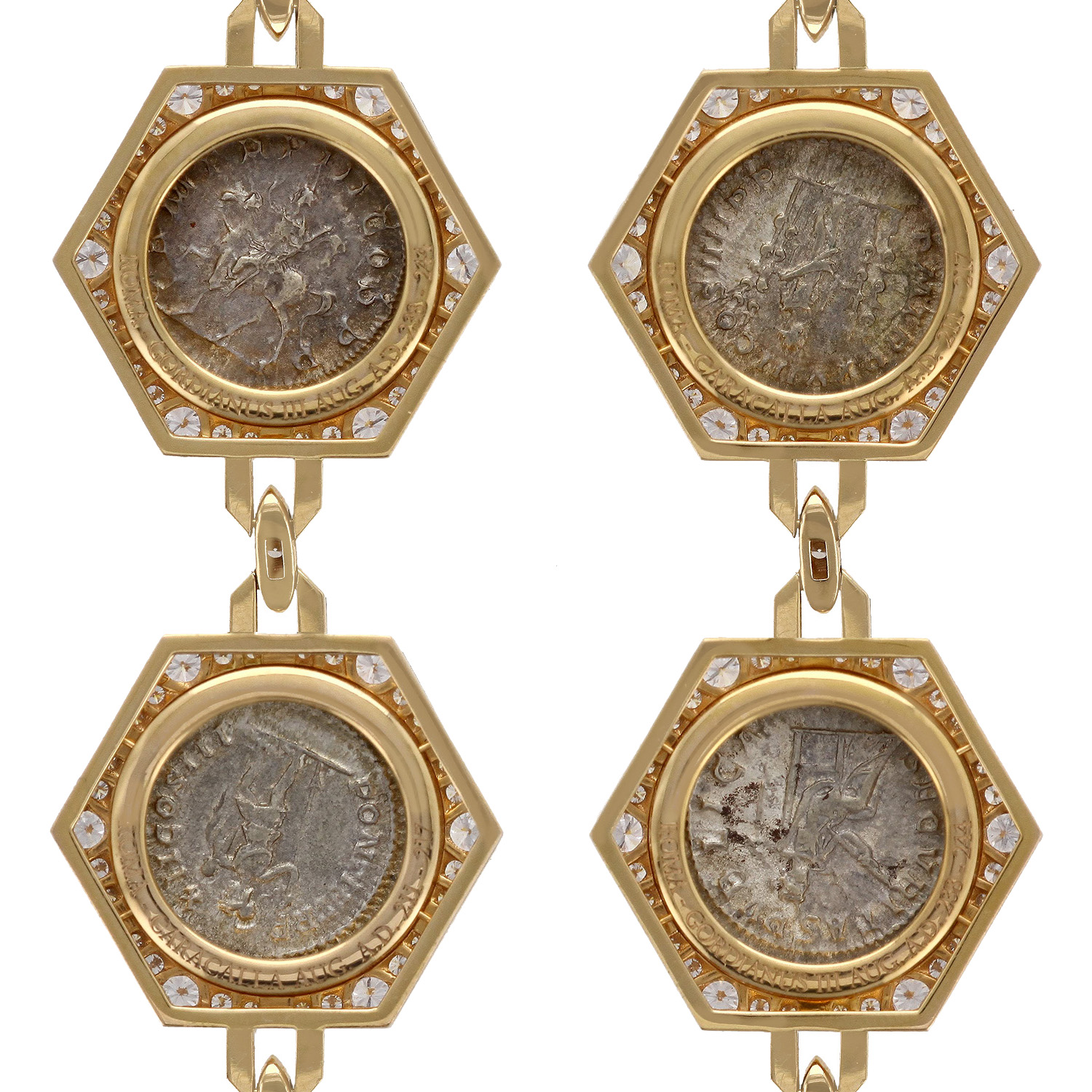 Bulgari Monete High Jewellery Necklace long necklace in pink gold, silver and diamonds - Detail D4