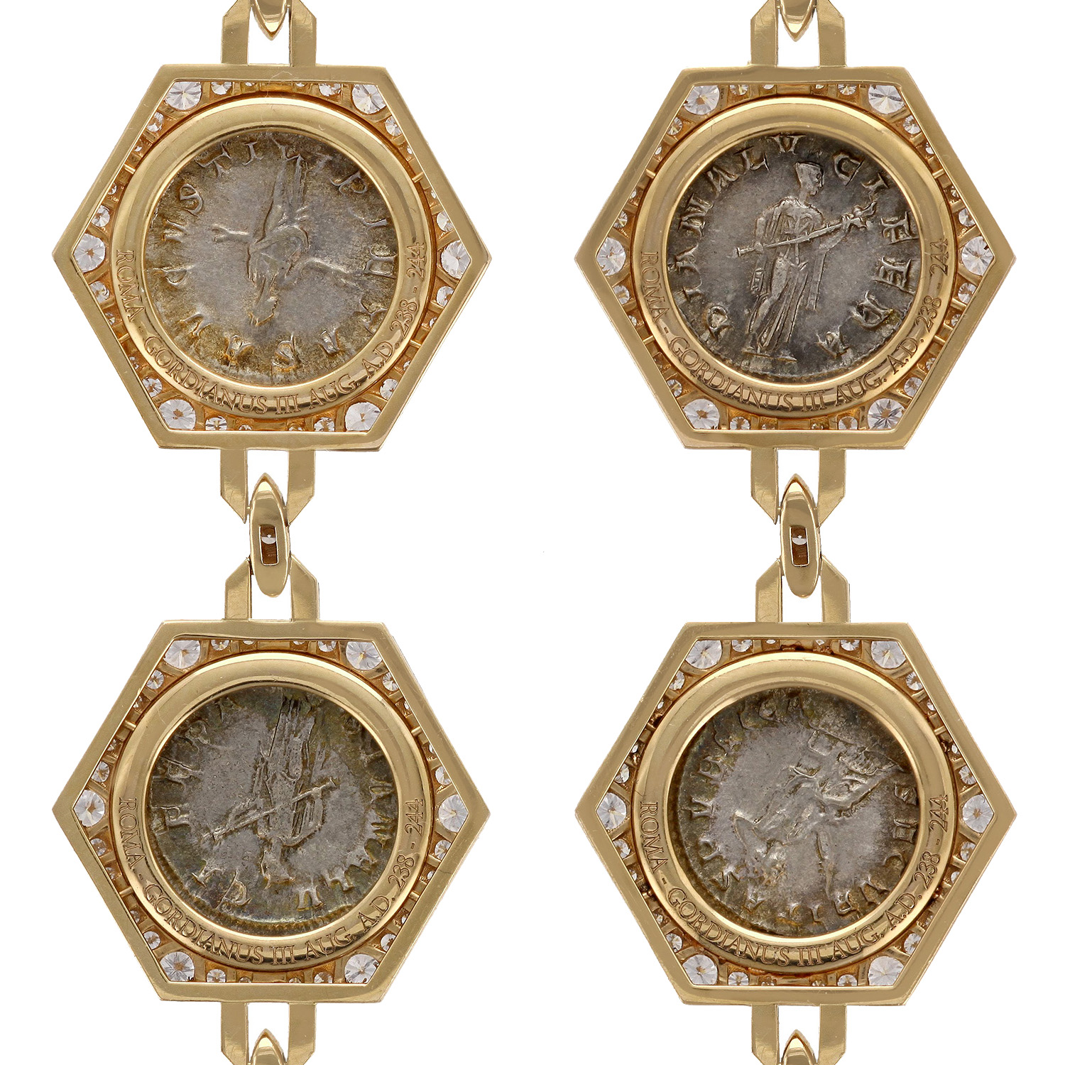 Bulgari Monete High Jewellery Necklace long necklace in pink gold, silver and diamonds - Detail D6