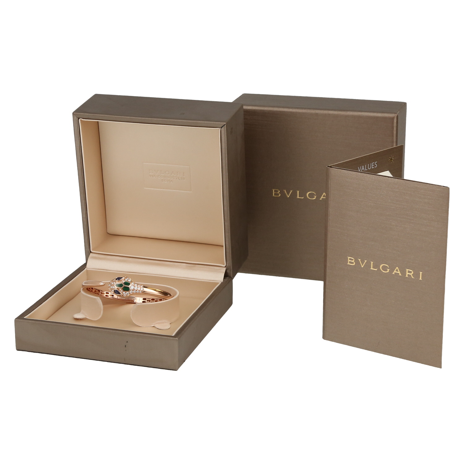 Bracelet articulé Bulgari Serpenti en or rose, diamants, saphirs et malachite - Detail D2