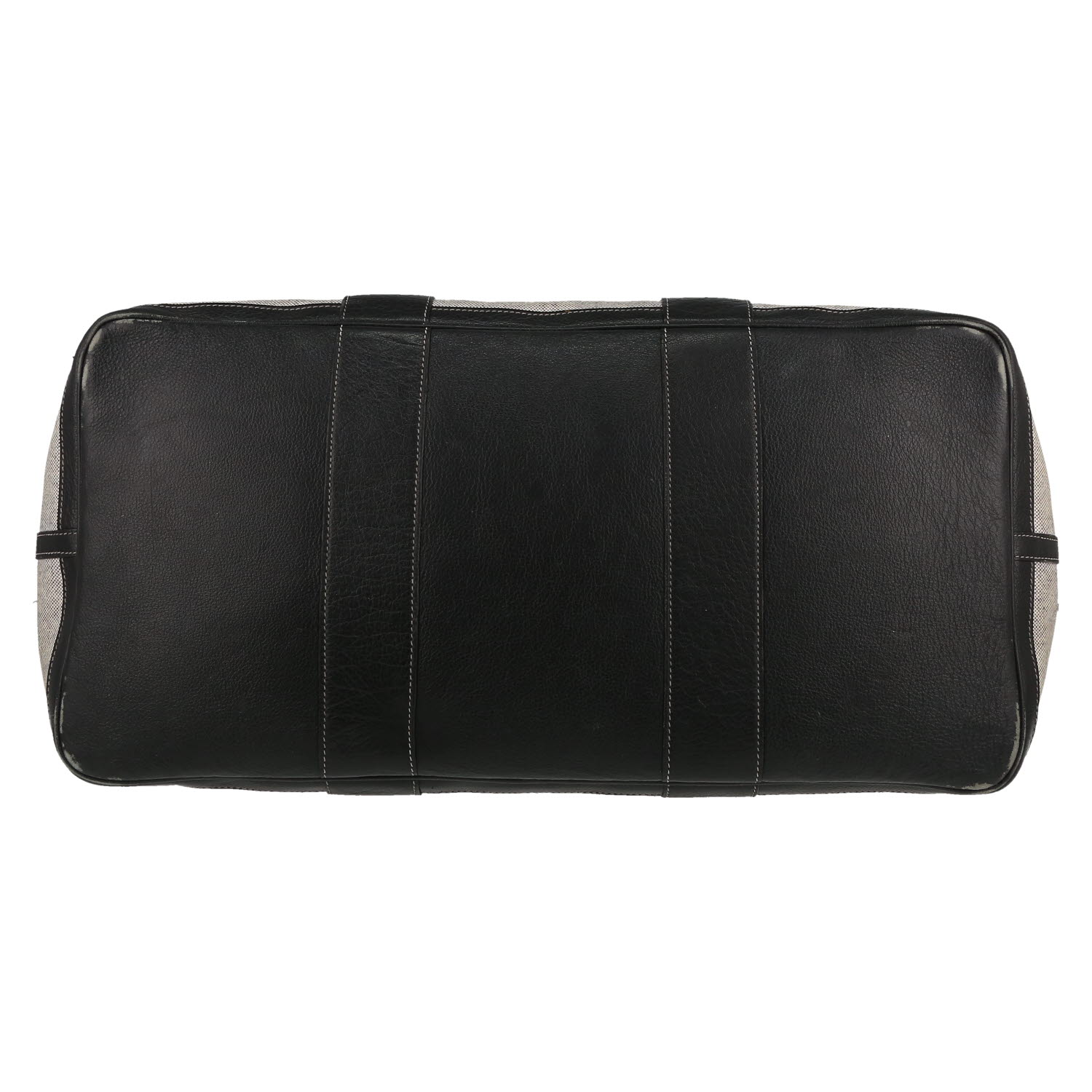 Sac cabas Hermès  Garden Party en toile grise et cuir noir - Detail D1