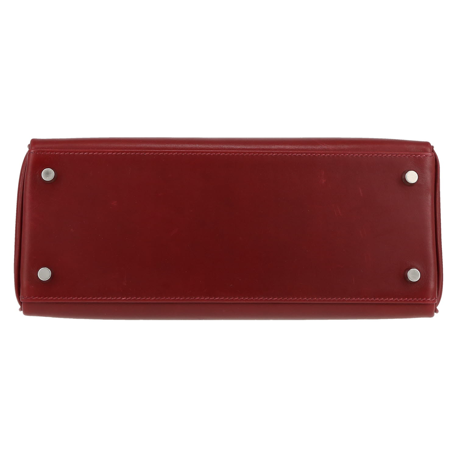 Hermès  Kelly 28 cm handbag  in burgundy box leather - Detail D1