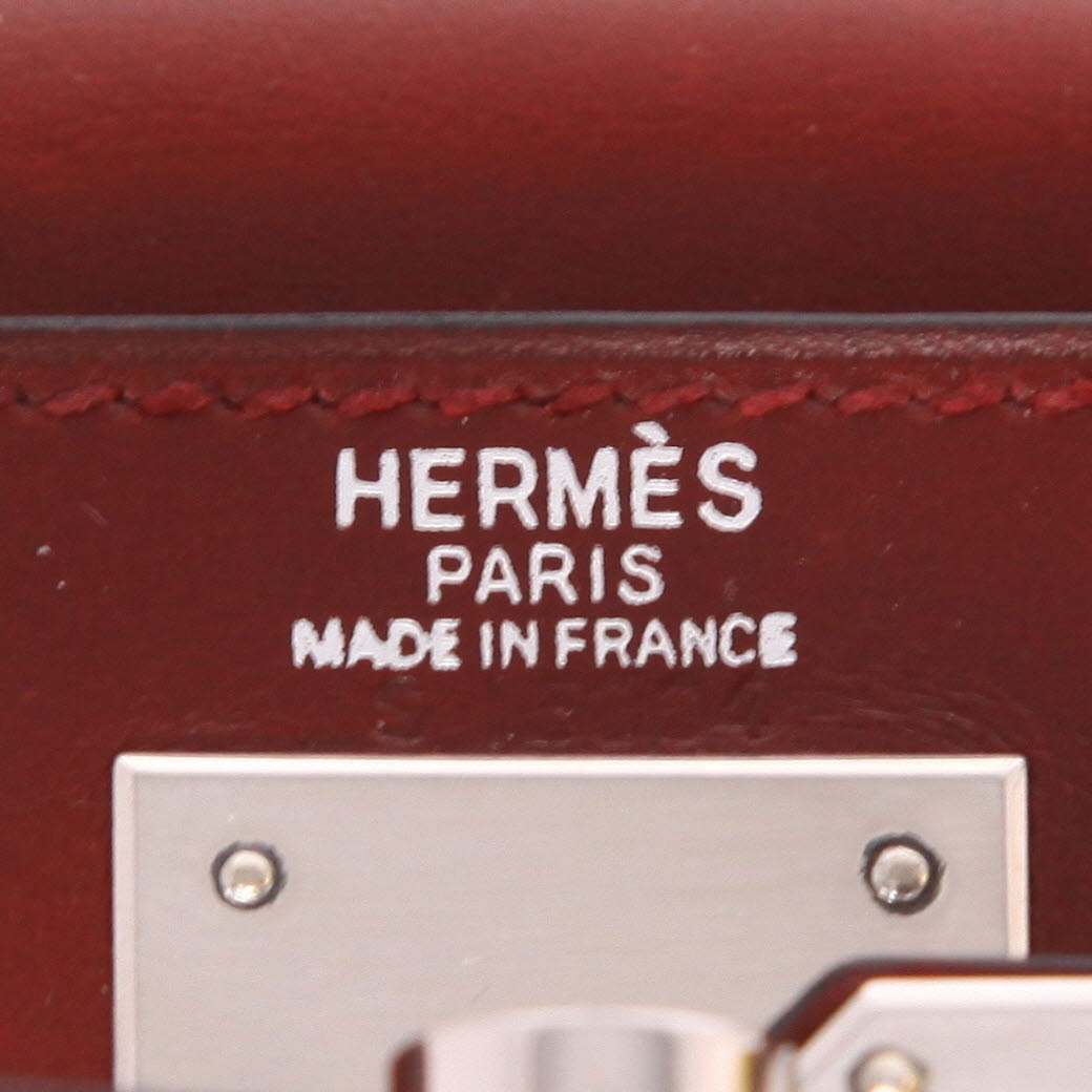 Borsa Hermès  Kelly 28 cm in pelle box bordeaux - Detail D2