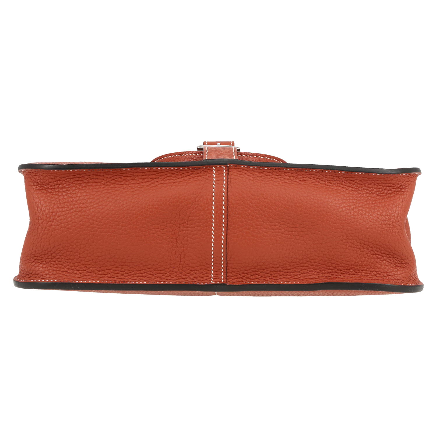 Sac bandoulière Hermès  Halzan en cuir taurillon clémence Cuivre - Detail D1