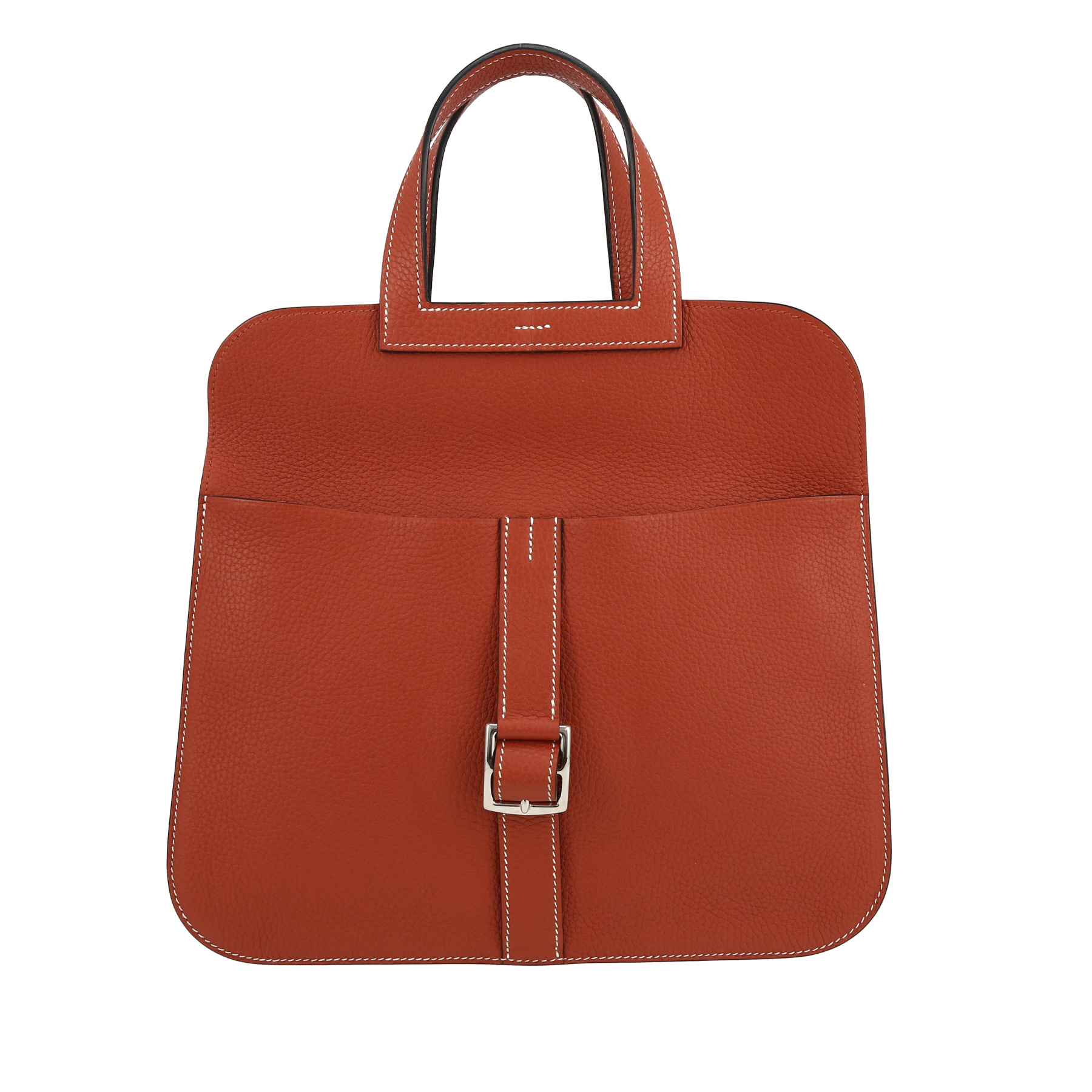 Hermès  Halzan shoulder bag  in Cuivre leather taurillon clémence - Detail D4