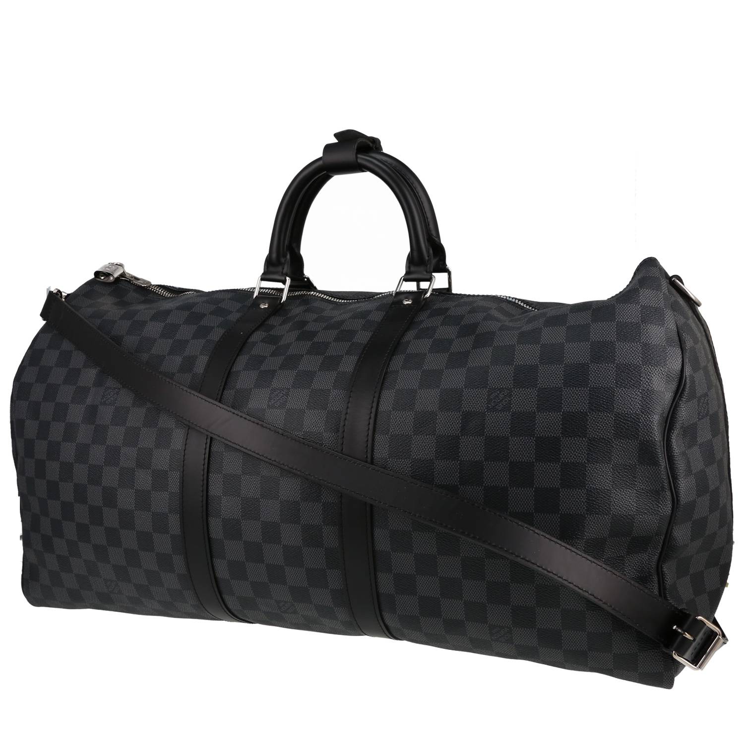 Bolsa de viaje Louis Vuitton  Keepall 55 en lona a cuadros y cuero negro
