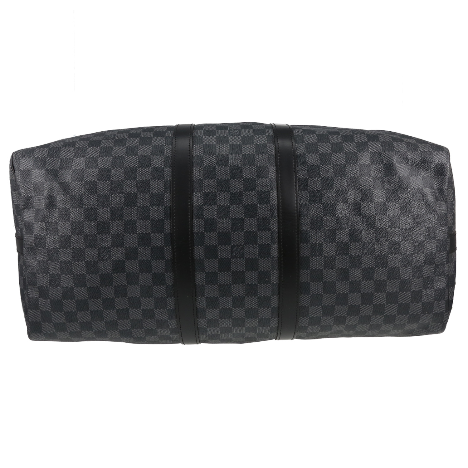 Bolsa de viaje Louis Vuitton  Keepall 55 en lona a cuadros y cuero negro - Detail D1