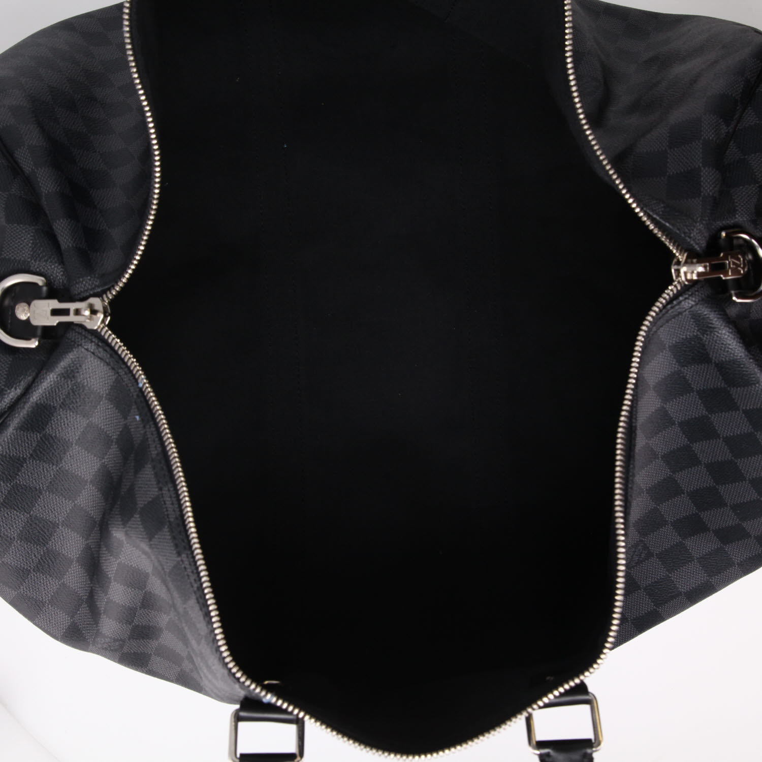 Borsa da viaggio Louis Vuitton  Keepall 55 in tela a scacchi e pelle nera - Detail D3