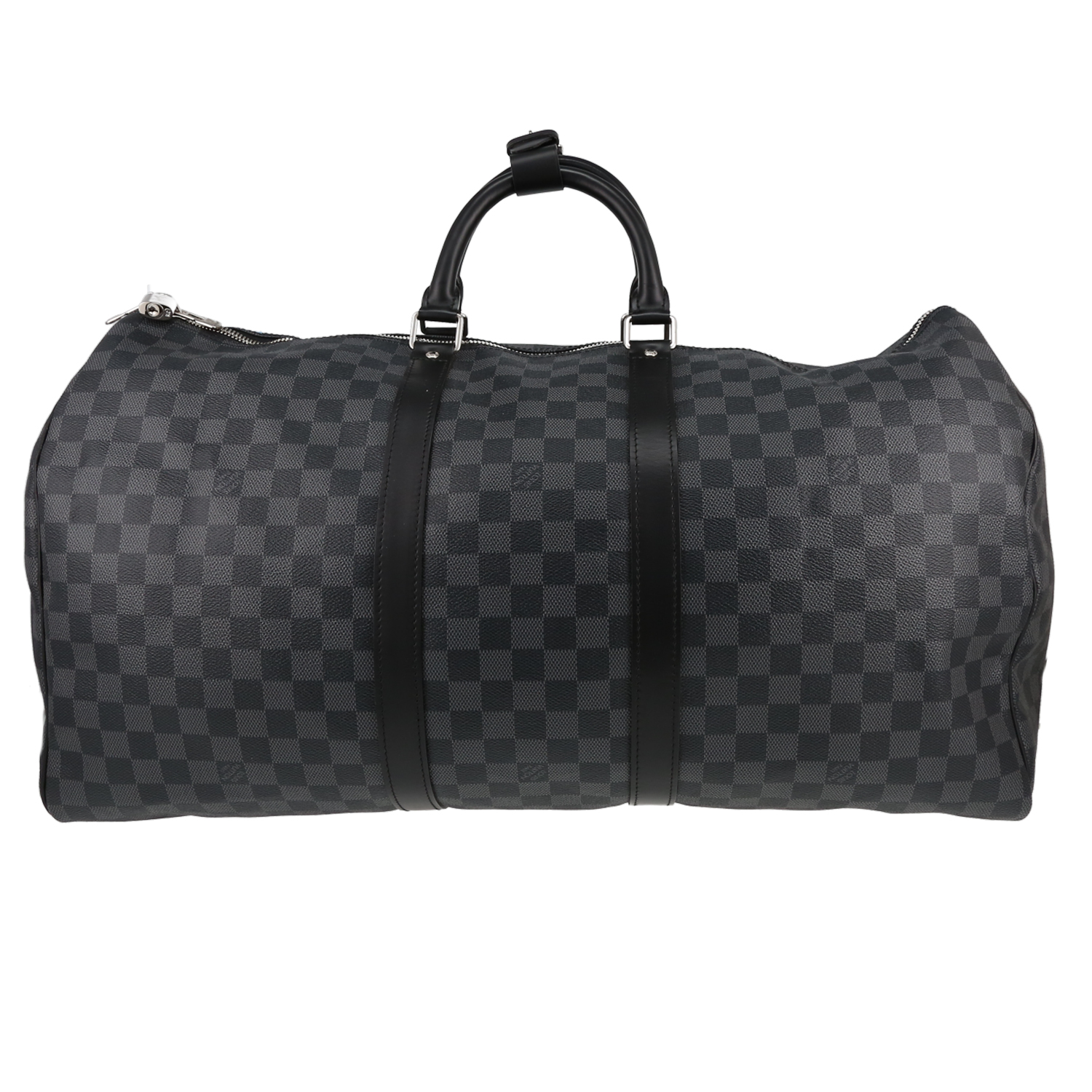 Louis Vuitton  Keepall 55 travel bag  damier graphite canvas  and black leather - Detail D6