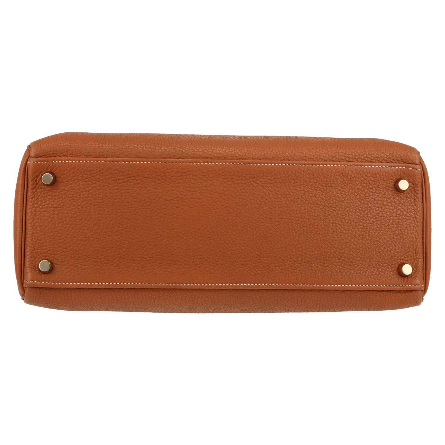 Bolso de mano Hermès  Kelly 32 cm en cuero togo color oro - Detail D1