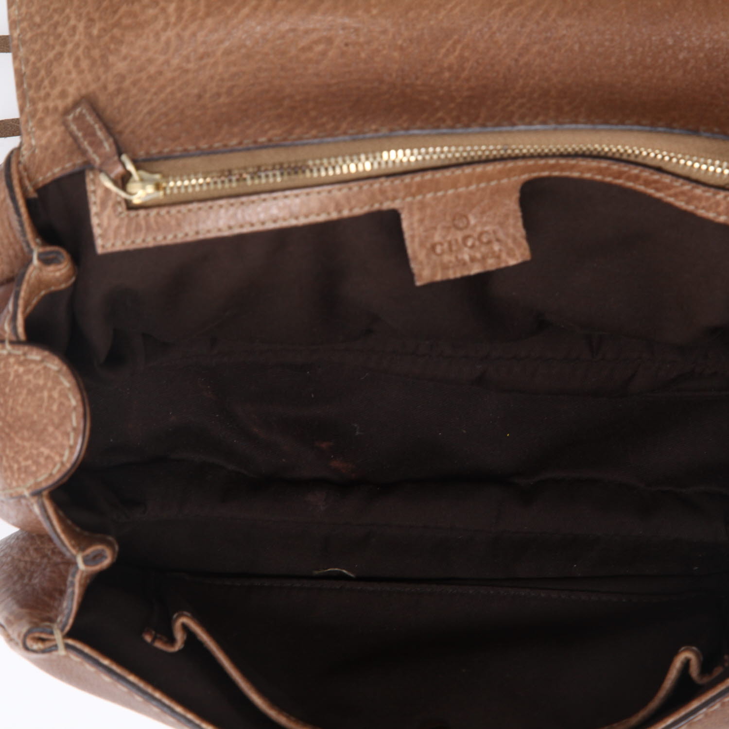 Borsa a tracolla Gucci  Bamboo in pelle marrone e bambù - Detail D3