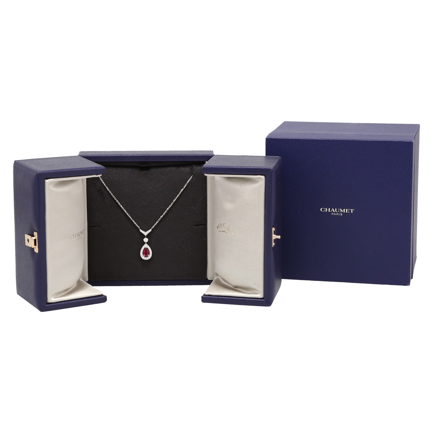 Collier Chaumet Joséphine Aigrette en or blanc, diamants et grenat - Detail D2