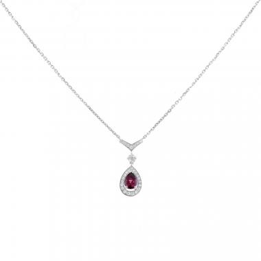 Collar Chaumet Joséphine Aigrette de oro blanco, diamantes y granate