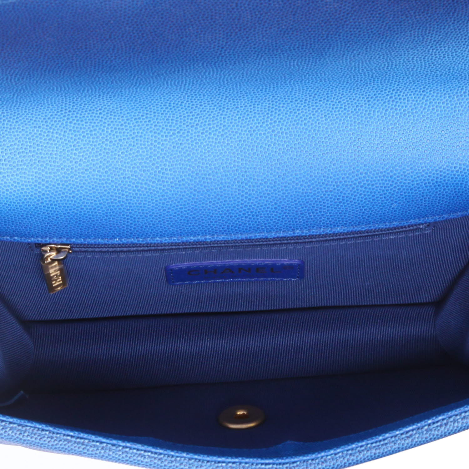 Sac bandoulière Chanel  Sunset on the Sea en cuir grainé bleu - Detail D3
