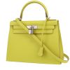 Bolso de mano Hermès  Kelly 28 cm en cuero epsom amarillo Lime - 00pp thumbnail