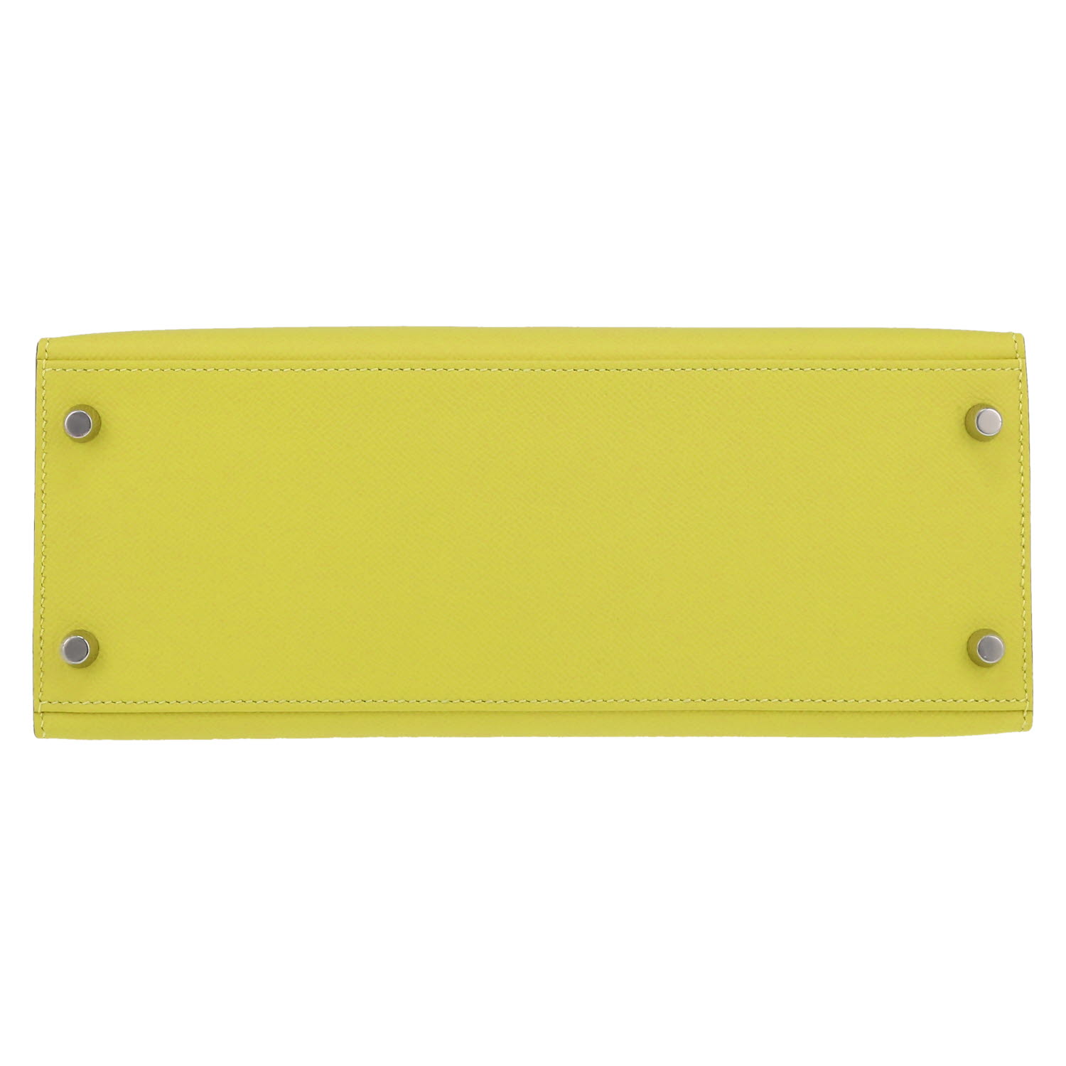 Hermès  Kelly 28 cm handbag  in yellow Lime epsom leather - Detail D1