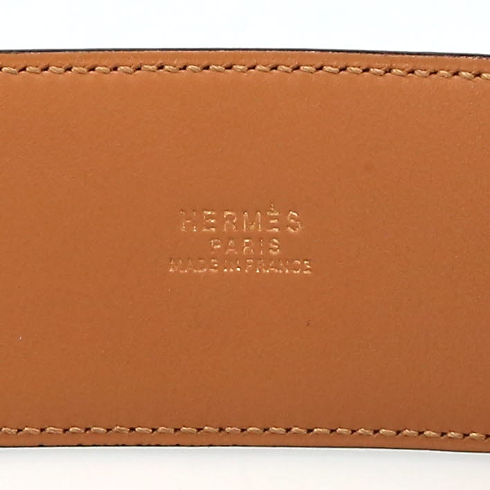 Cinturón Hermès  Médor en cuero box negro - Detail D1