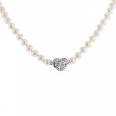 Collier Mellerio Coeur du Bengale en platine, diamants et perles de culture