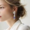 Mellerio  earrings in white gold, diamonds and sapphires - Detail D1 thumbnail