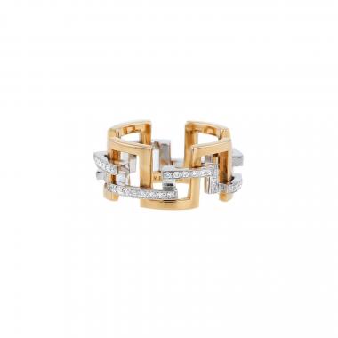 Half-articulated Mellerio Graphic large ring in pink gold, white gold and diamonds Half-articulated Mellerio Graphic large ring in pink gold, white gold and diamonds