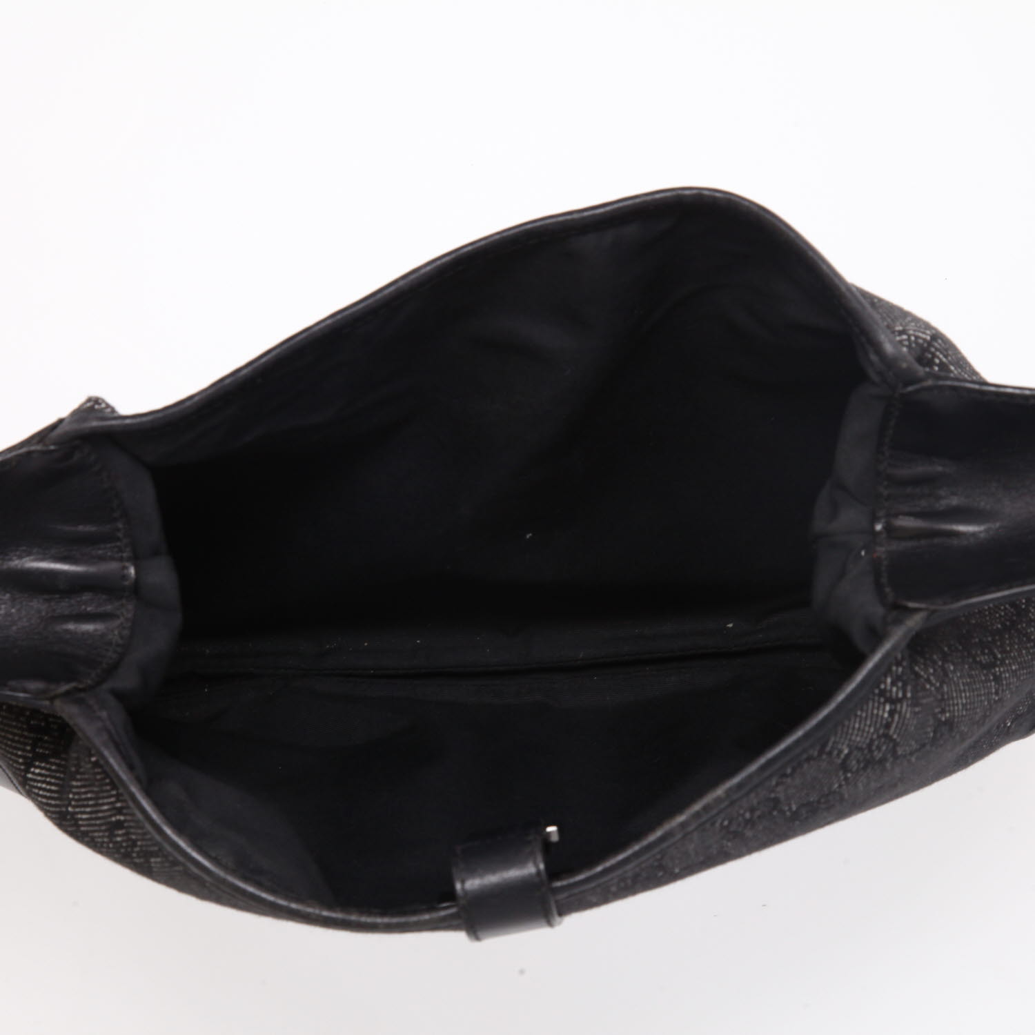 Bolso de mano Gucci  Jackie vintage en lona monogram gris y negra y cuero negro - Detail D3