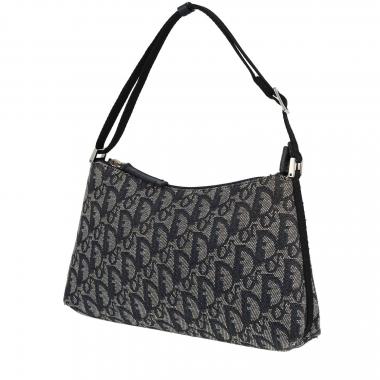 Sac porté épaule Christian Dior  en toile oblique bleue