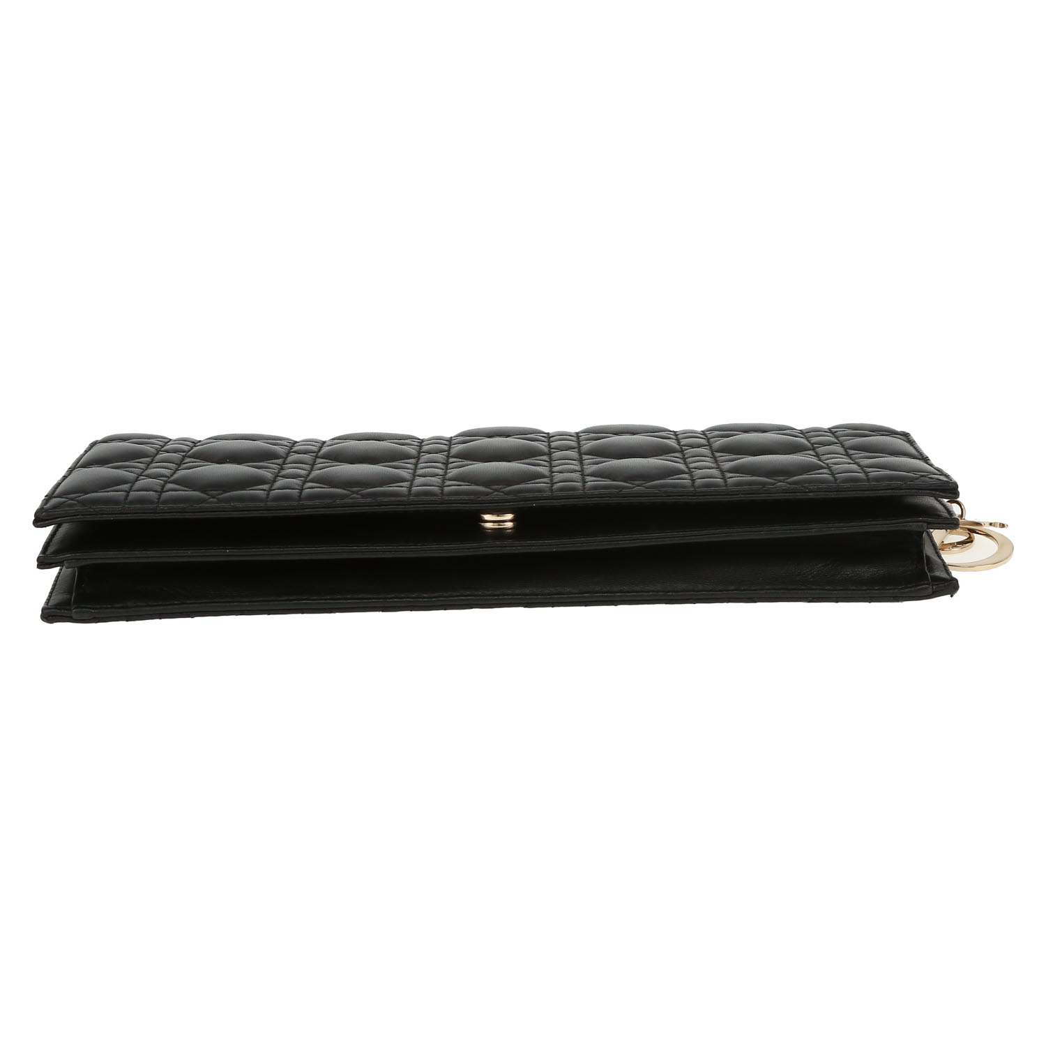 Dior  Lady Dior Wallet on Chain shoulder bag  in black leather cannage - Detail D1