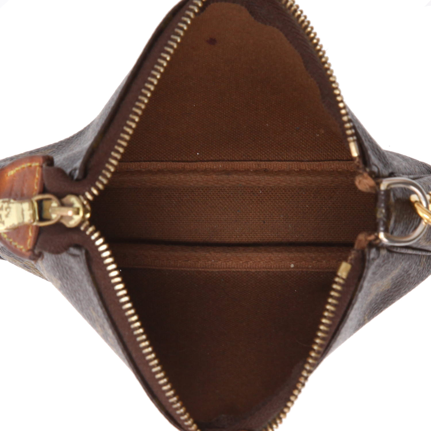 Bolsito de mano Louis Vuitton  Pochette accessoires en lona Monogram marrón y cuero natural - Detail D3