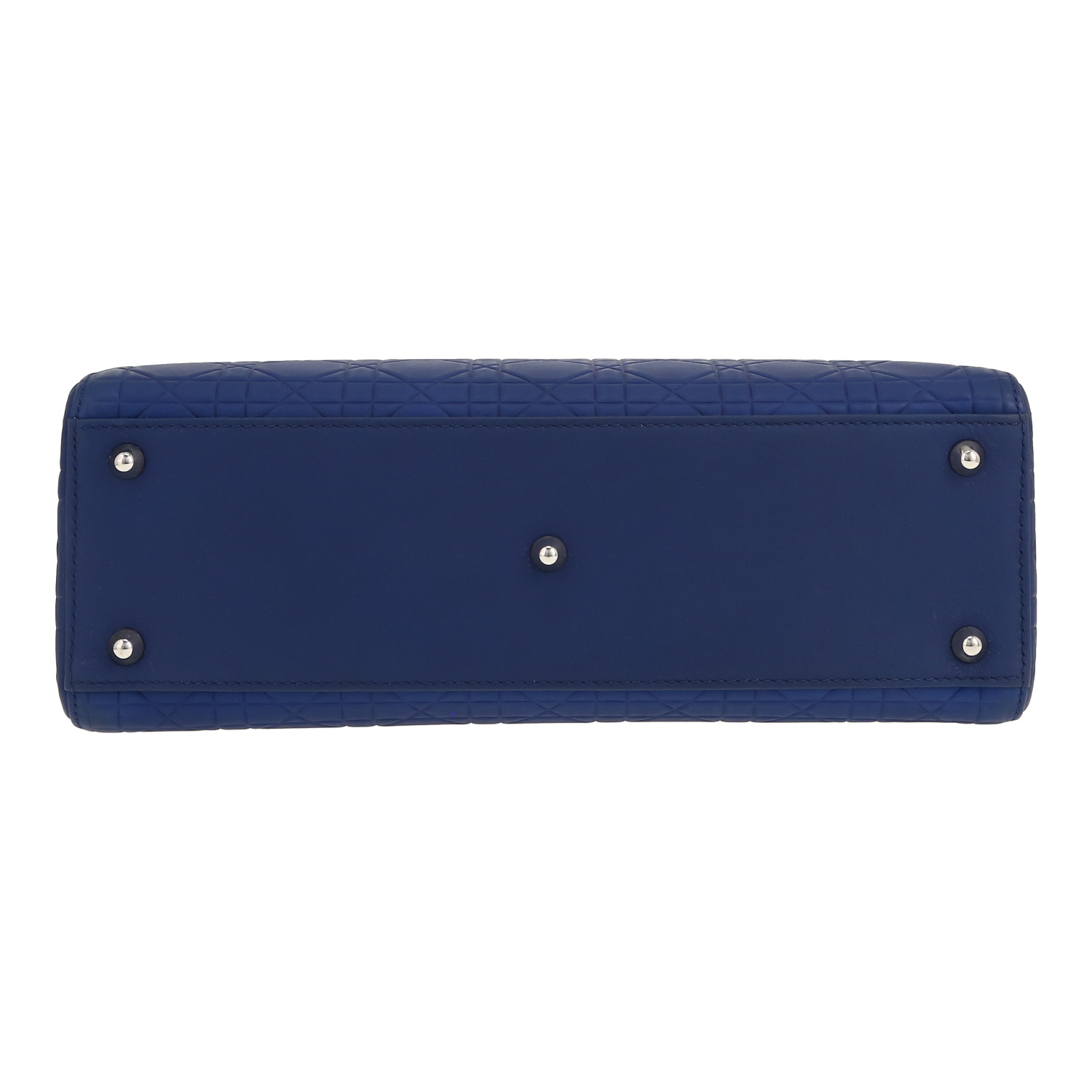 Bolso de mano Dior  Lady Dior modelo grande  en cuero cannage azul - Detail D1