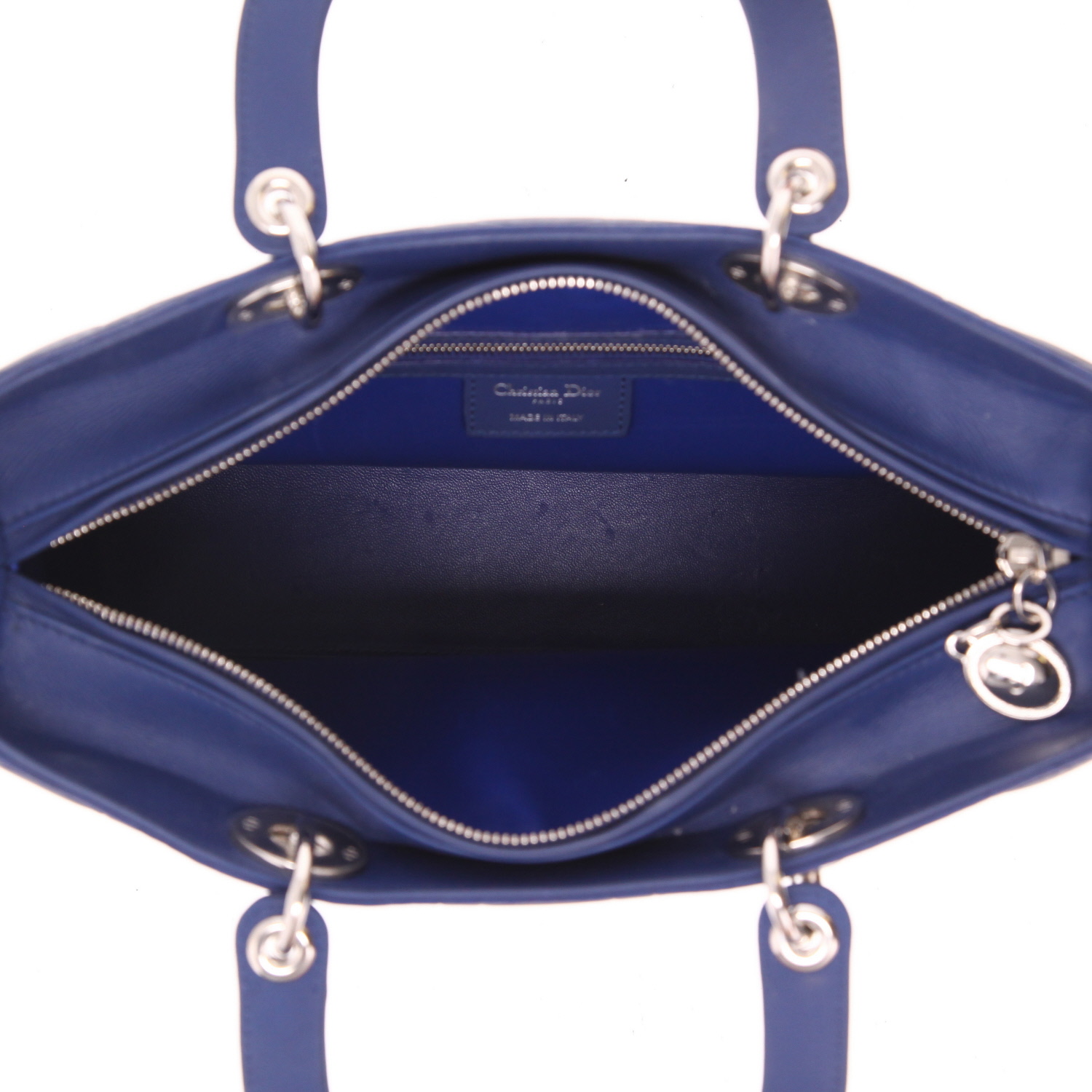 Dior  Lady Dior large model  handbag  in blue leather cannage - Detail D3