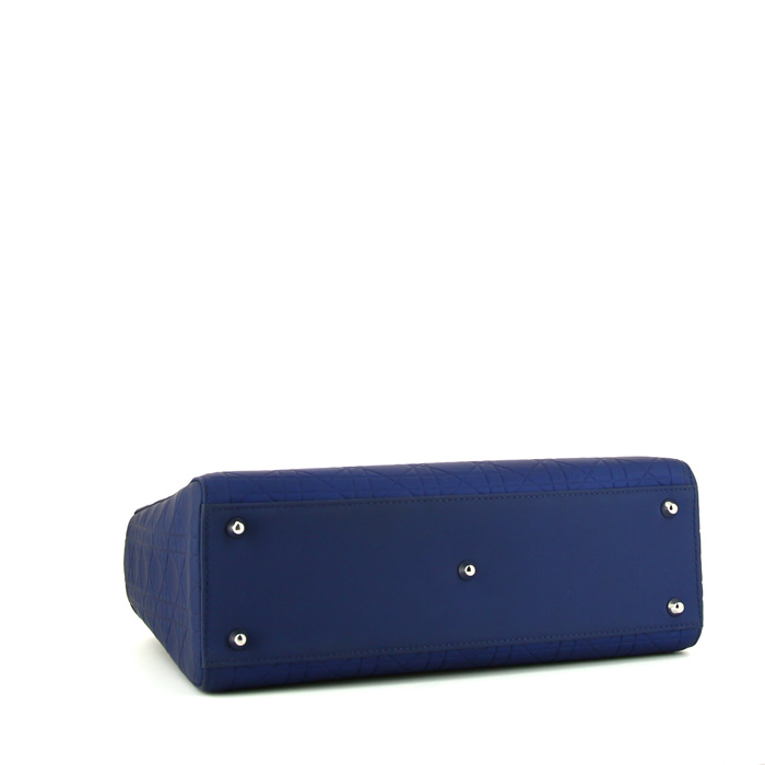 Borsa Dior  Lady Dior modello grande  in pelle cannage blu - Detail D5