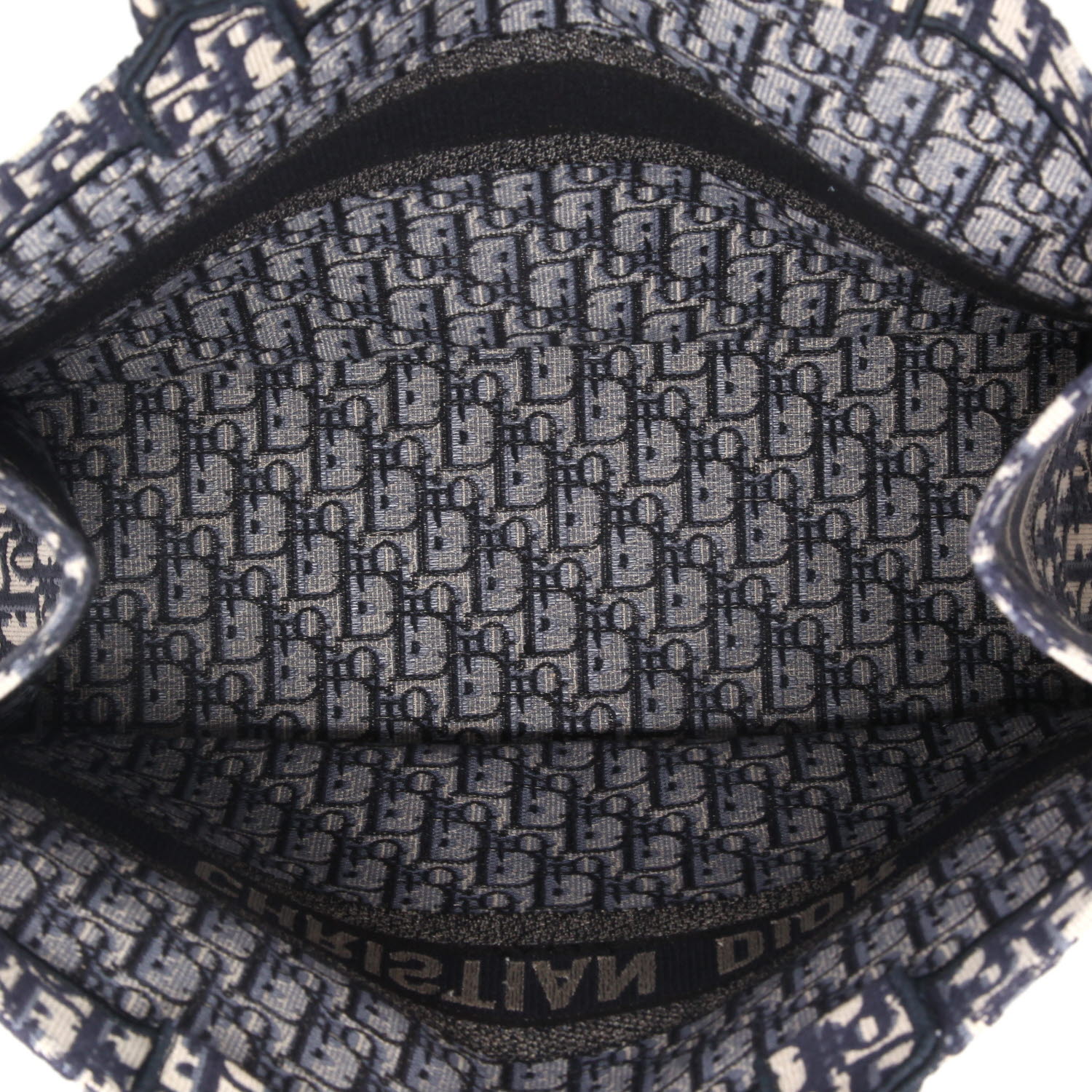 Sac cabas Dior  Book Tote en toile monogram Oblique bleue et beige - Detail D3